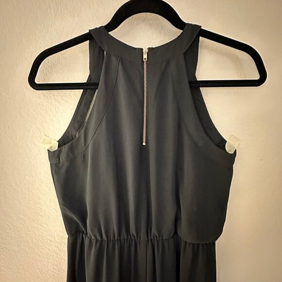 Xhiliration Maxi Sleeveless Black Halter Neck Dress w/ Slits on Both Sides - Picture 4 of 6